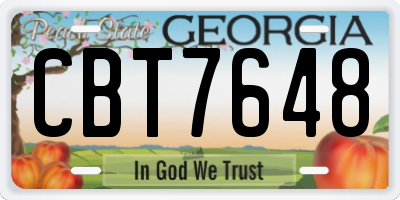 GA license plate CBT7648