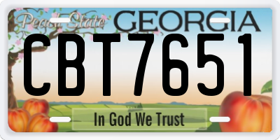 GA license plate CBT7651