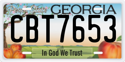 GA license plate CBT7653