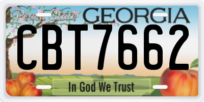 GA license plate CBT7662