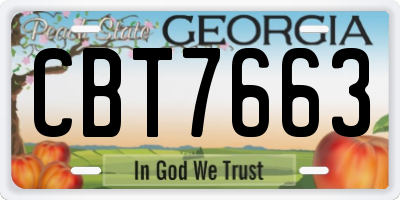 GA license plate CBT7663