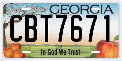 GA license plate CBT7671