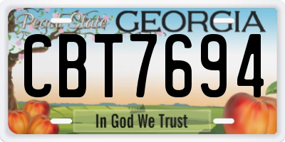 GA license plate CBT7694