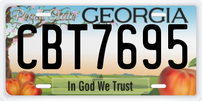 GA license plate CBT7695