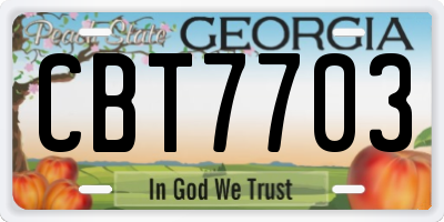 GA license plate CBT7703