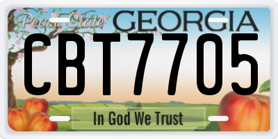 GA license plate CBT7705
