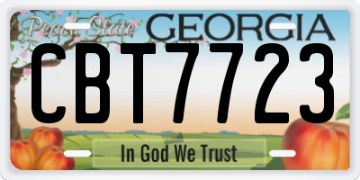 GA license plate CBT7723