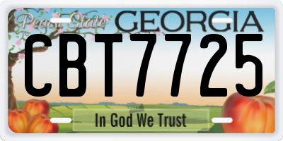 GA license plate CBT7725