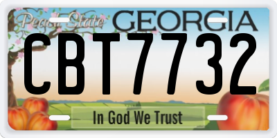 GA license plate CBT7732