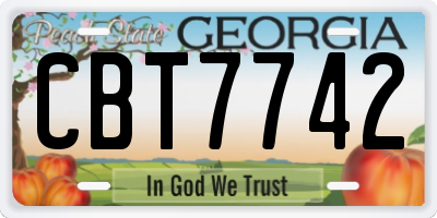 GA license plate CBT7742