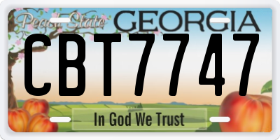 GA license plate CBT7747