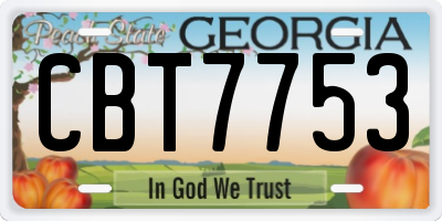 GA license plate CBT7753