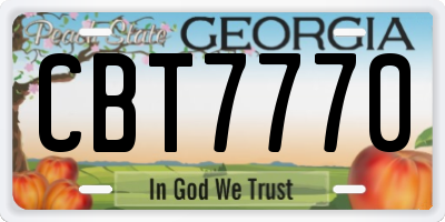 GA license plate CBT7770