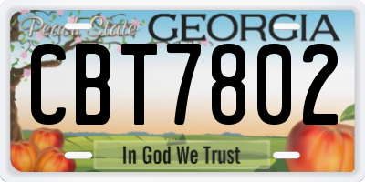 GA license plate CBT7802