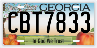 GA license plate CBT7833