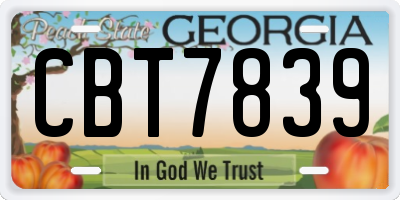 GA license plate CBT7839