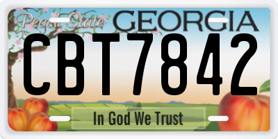 GA license plate CBT7842