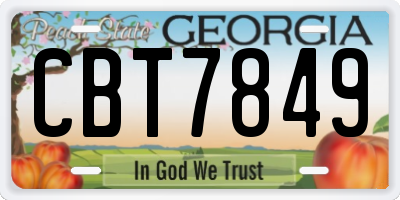 GA license plate CBT7849
