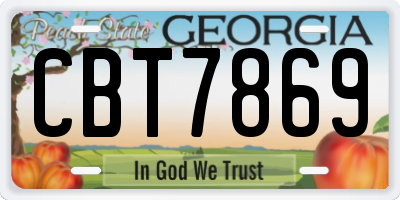 GA license plate CBT7869