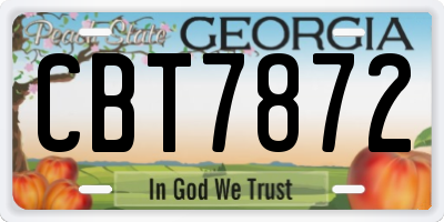 GA license plate CBT7872