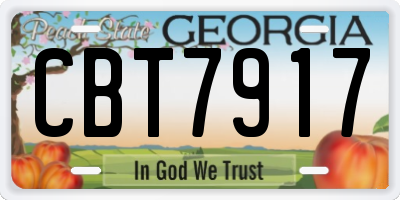 GA license plate CBT7917