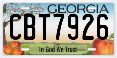 GA license plate CBT7926