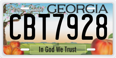 GA license plate CBT7928