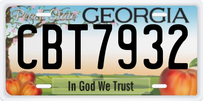 GA license plate CBT7932