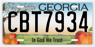 GA license plate CBT7934