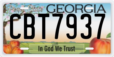 GA license plate CBT7937
