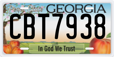 GA license plate CBT7938
