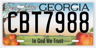 GA license plate CBT7988