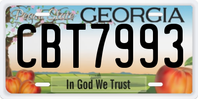 GA license plate CBT7993