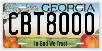 GA license plate CBT8000