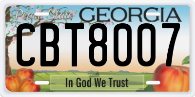 GA license plate CBT8007
