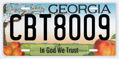 GA license plate CBT8009