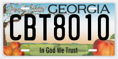 GA license plate CBT8010