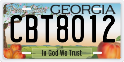 GA license plate CBT8012