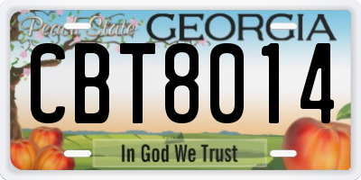 GA license plate CBT8014
