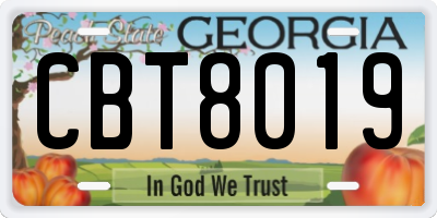 GA license plate CBT8019