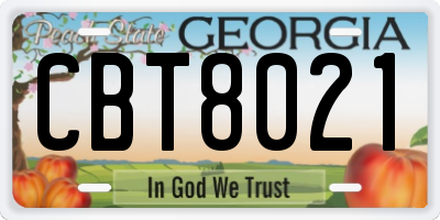 GA license plate CBT8021