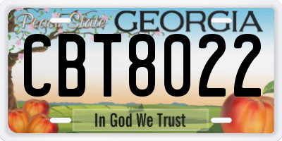 GA license plate CBT8022