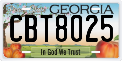 GA license plate CBT8025