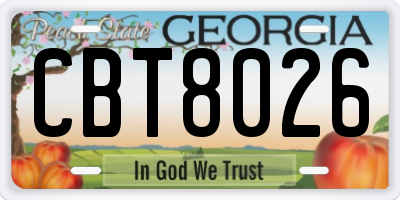 GA license plate CBT8026