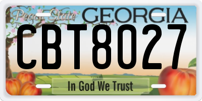 GA license plate CBT8027