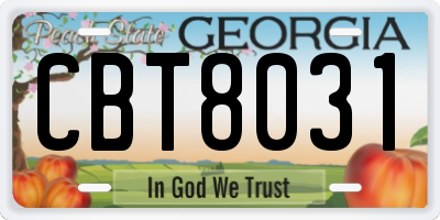 GA license plate CBT8031