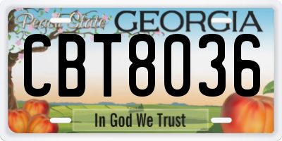 GA license plate CBT8036