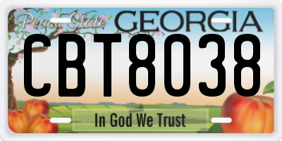 GA license plate CBT8038
