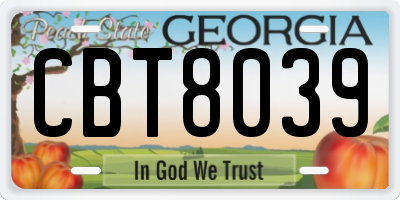 GA license plate CBT8039