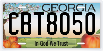 GA license plate CBT8050